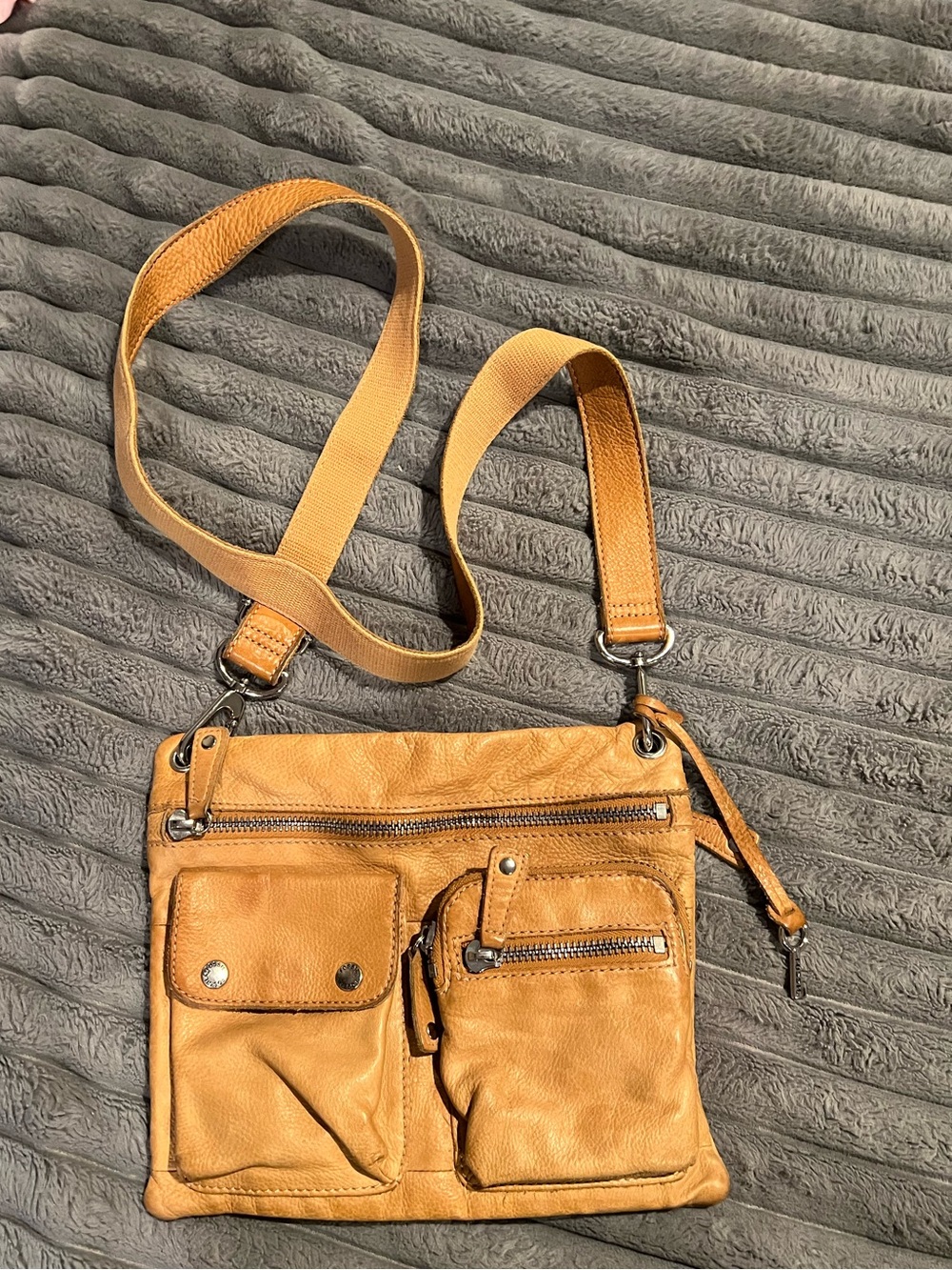 FOSSIL SUTTER REAL LEATHER TAN CROSSBODY SHOULDER MESSENGER ADJUSTABLE STRAP - Picture 2 of 6